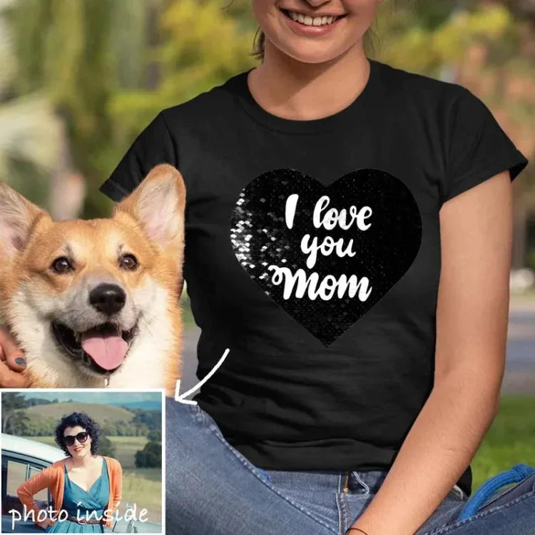 Custom Dog‘s Photo Flip Sequin Shirt, Best Gift for Dog Lovers