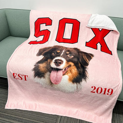 Custom Pet Portrait Blanket with Pet Name