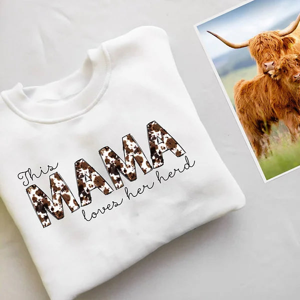 Personalized This Mama Loves Her Herd Highland Cow Sweatshirt