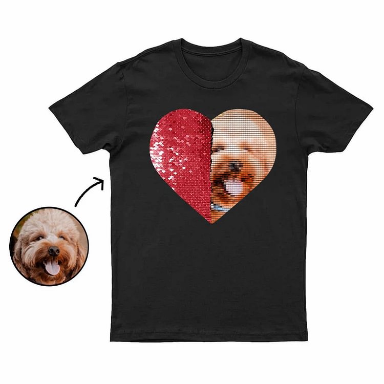 Custom Dog‘s Photo Flip Sequin Shirt, Best Gift for Dog Lovers