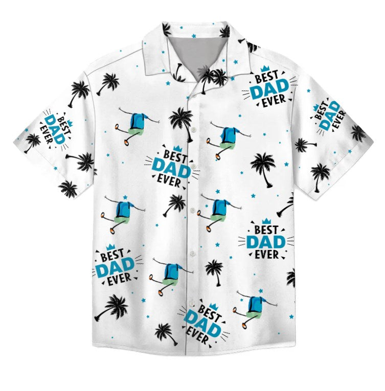 Custom Photo Best Dad Ever Coconut Palm - Personalized Hawaiian Shirt