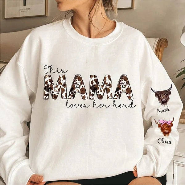 Personalized This Mama Loves Her Herd Highland Cow Sweatshirt