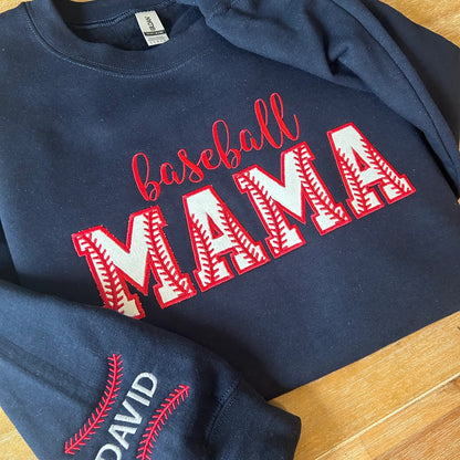 Embroidered Baseball Mama Crewneck Sweatshirt