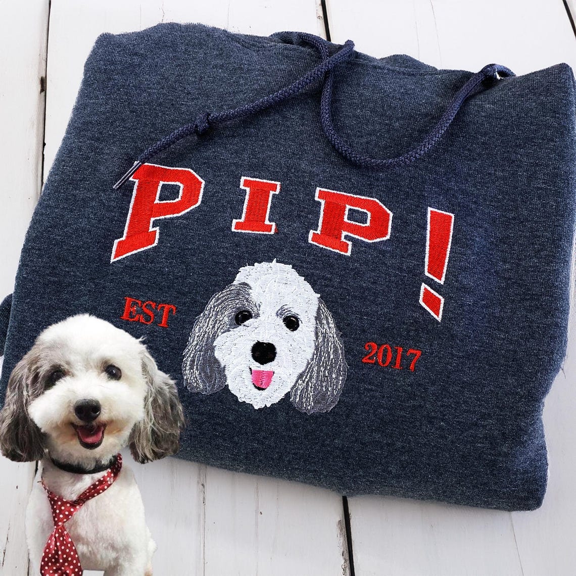 Personalized Pet Portrait Embroidered EST Sweatshirt for Pet Lover