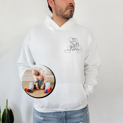 Personalized Outline Photo Embroidered Hoodie Sweatshirt T-Shirt