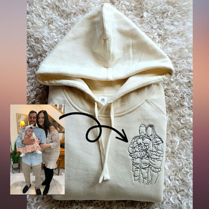 Personalized Outline Photo Embroidered Hoodie Sweatshirt T-Shirt