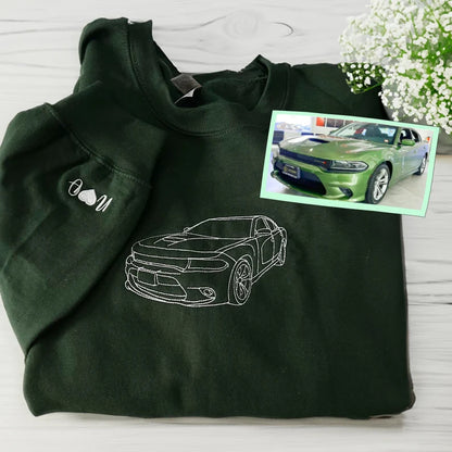 Custom Car from Photo Embroidered Sweatshirt, Best Gifts For Men