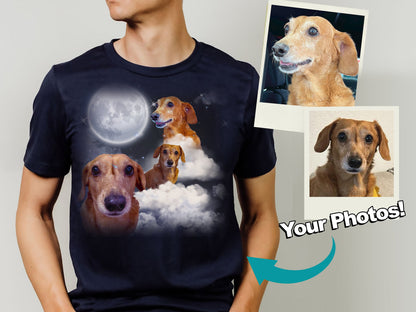 Funny Personalized Space Theme Cat Dog Portrait T-Shirt