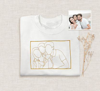 Custom Family Portrait Sweatshirt, Embroidered Image Hoodie