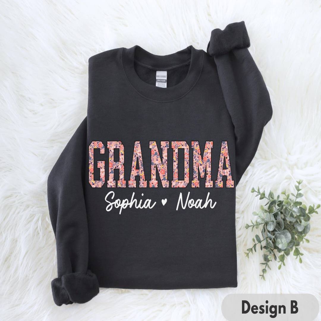 Custom Grandma Sweatshirt with Grandkids Names