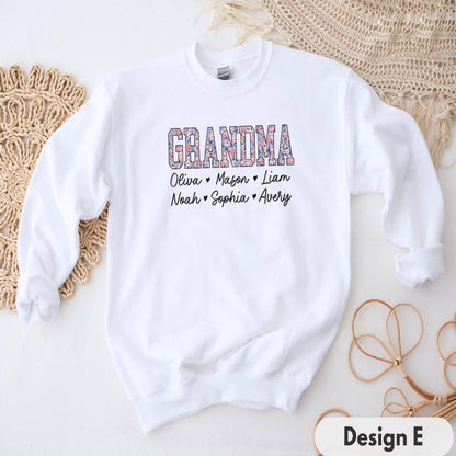 Custom Grandma Sweatshirt with Grandkids Names