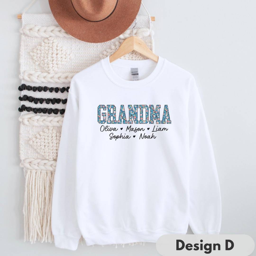 Custom Grandma Sweatshirt with Grandkids Names