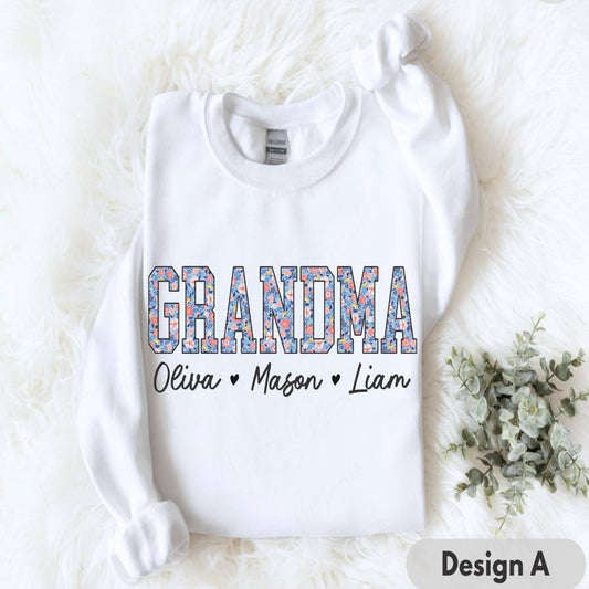 Custom Grandma Sweatshirt with Grandkids Names