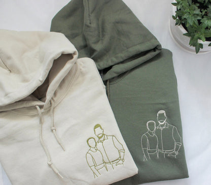 Personalized Outline Photo Embroidered Hoodie Sweatshirt T-Shirt