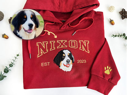 Custom Dog Face Embroidered Hoodie from Your Photo