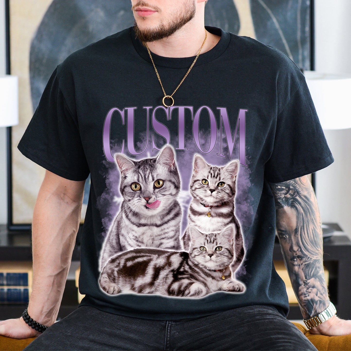 Custom Vintage Tee with Pet's Photos