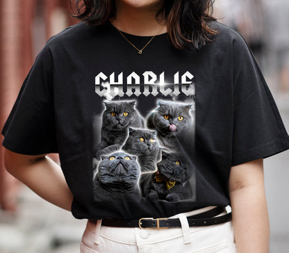 Custom Vintage Pet Tee, Personalised bootleg t-shirt with Your Dog Cat Photo