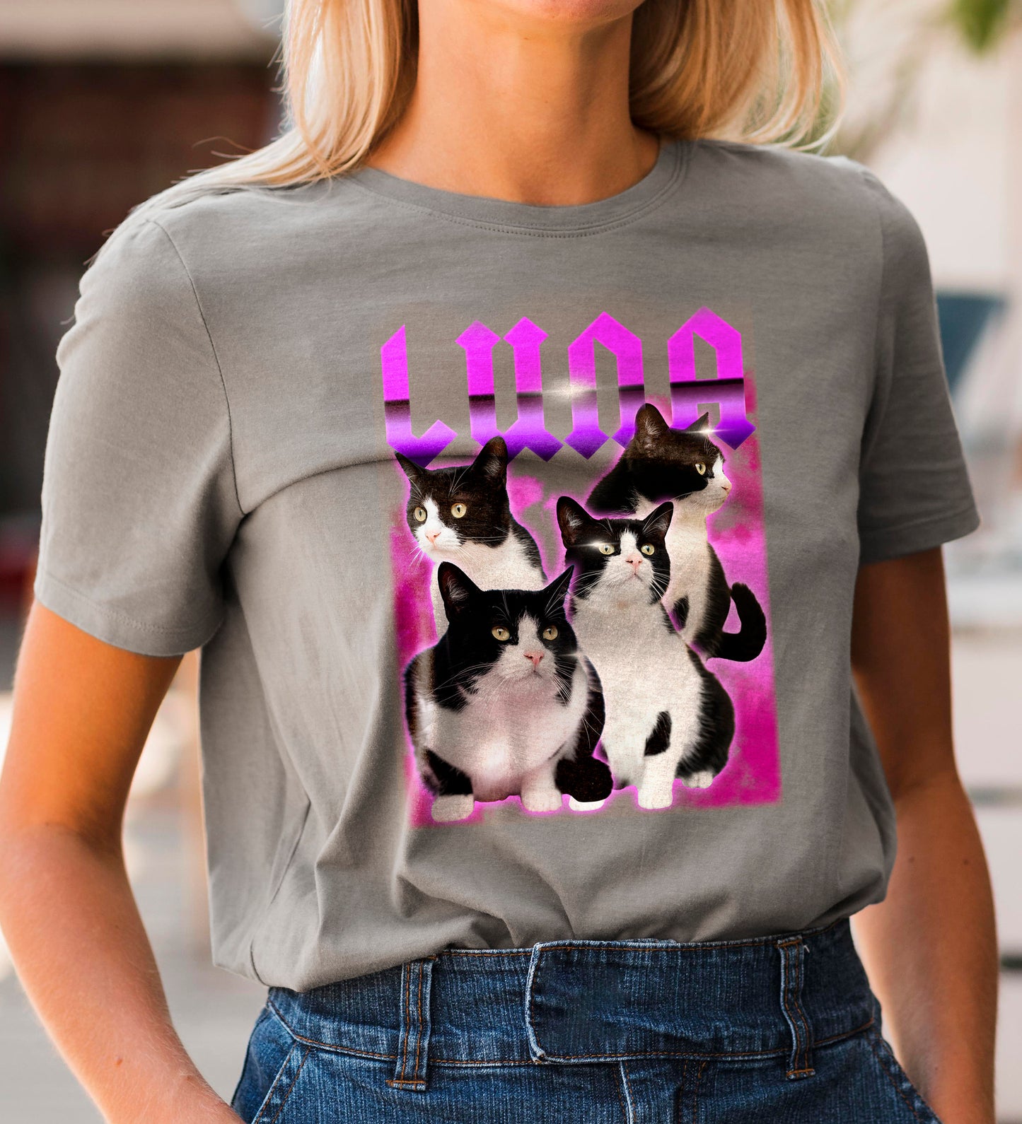 Custom Vintage Pet Tee, Personalised bootleg t-shirt with Your Dog Cat Photo