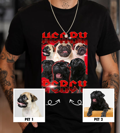 Custom Vintage Pet Tee, Personalised bootleg t-shirt with Your Dog Cat Photo