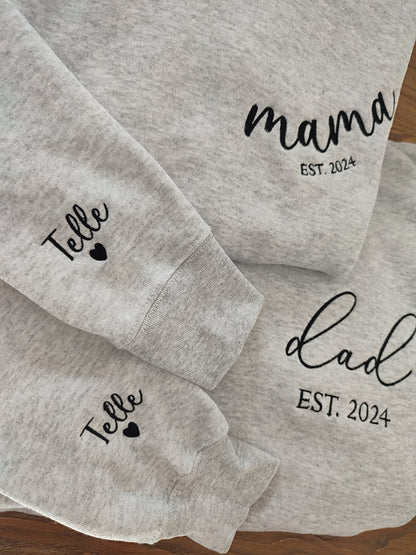 Embroidered Mom Dad Est With Kids Names On Sleeve