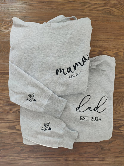 Embroidered Mom Dad Est With Kids Names On Sleeve