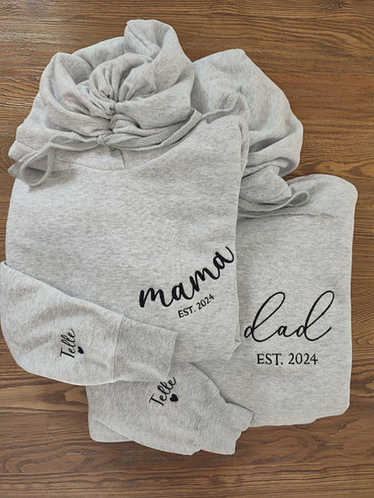 Embroidered Mom Dad Est With Kids Names On Sleeve