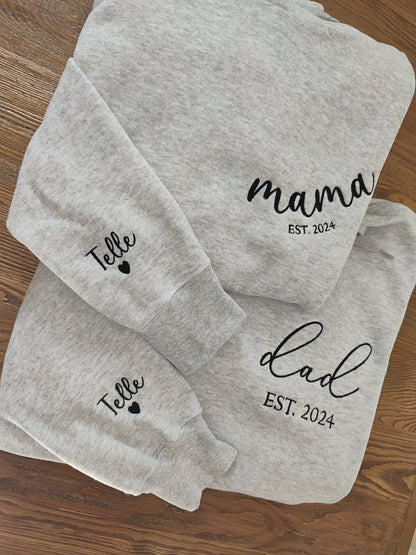 Embroidered Mom Dad Est With Kids Names On Sleeve