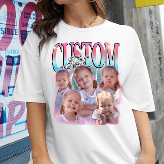 Custom Retro Tshirt For Grandma With Grandkids Pictures