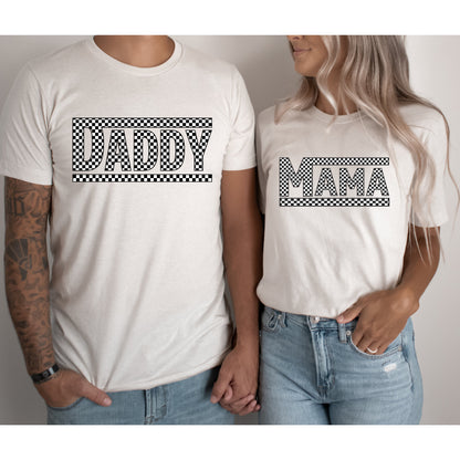 Checkered Family T-Shirt, Mama Checkered Tee, Dad Checkered Tee, gift for mothers day