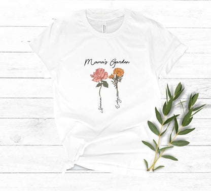 Grandma's Garden Shirt, Custom Birth flower T-shirt, Gift for Grandma