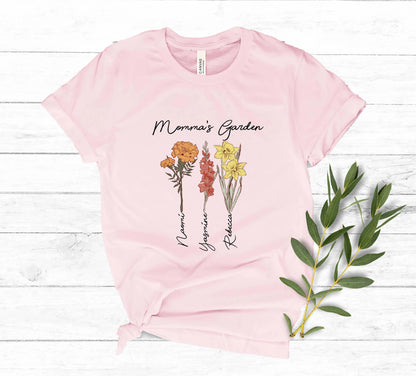 Grandma's Garden Shirt, Custom Birth flower T-shirt, Gift for Grandma