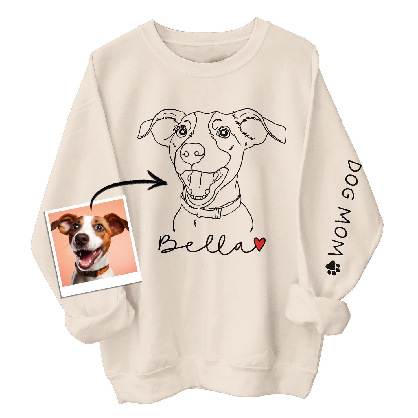 Custom Print Dog Mama Sweatshirt, Personalized Hoodie With Dog Cat Photo And Name