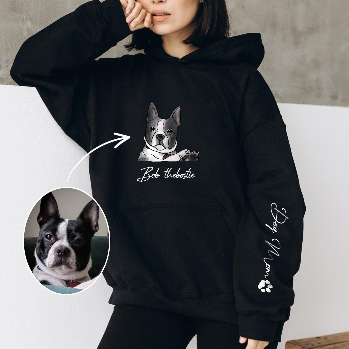 Personalized Print Sweatshirt Hoodie With Dog Cat Photo And Name