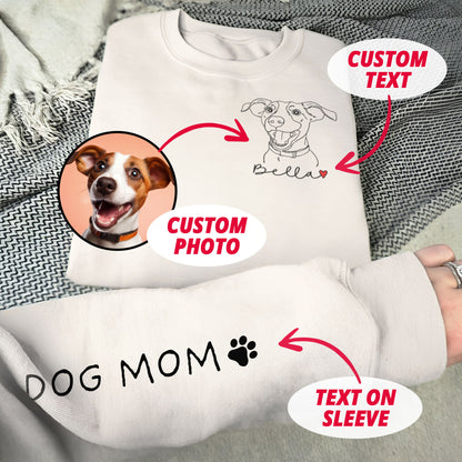 Custom Print Dog Mama Sweatshirt, Personalized Hoodie With Dog Cat Photo And Name