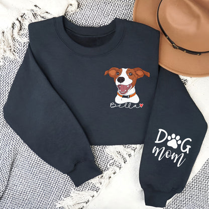 Custom Print Dog Mama Sweatshirt, Personalized Hoodie With Dog Cat Photo And Name