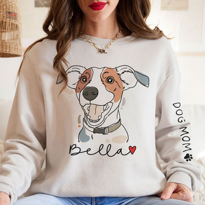 Custom Print Dog Mama Sweatshirt, Personalized Hoodie With Dog Cat Photo And Name