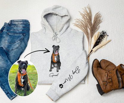 Personalized Print Sweatshirt Hoodie With Dog Cat Photo And Name