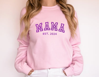 Personalized Mama Embroidered Sweatshirt With Kid Names On Sleeve