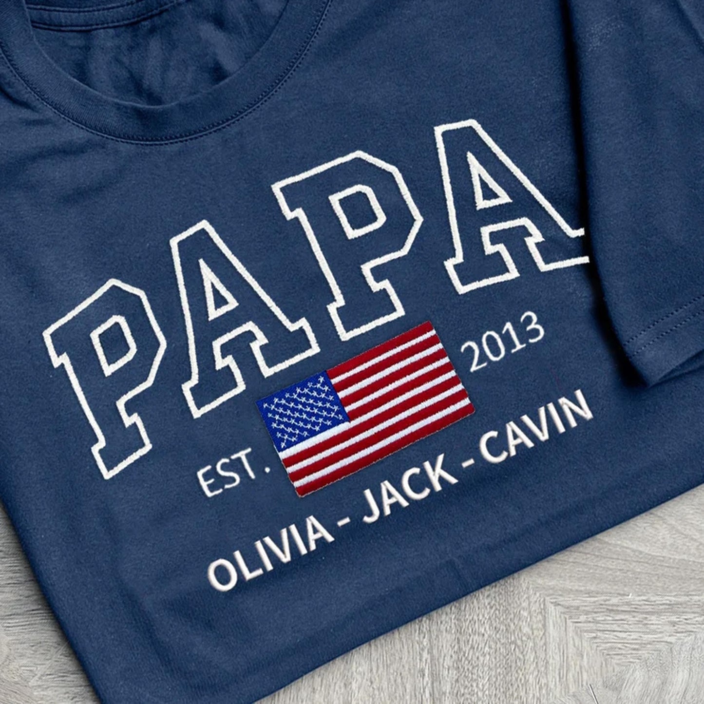 Custom Embroidered PAPA Sweatshirt, Dad Est Year Sweatshirt