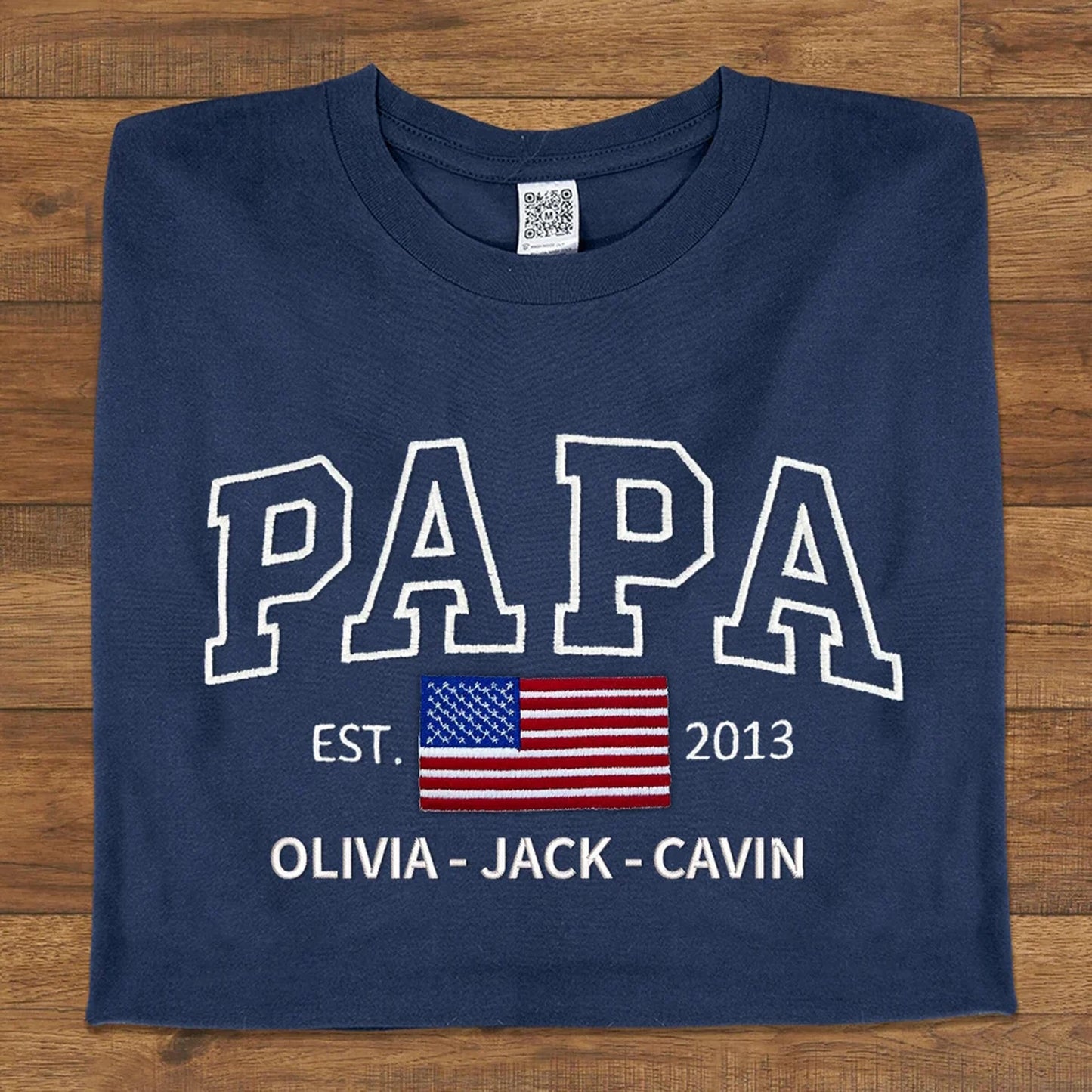 Custom Embroidered PAPA Sweatshirt, Dad Est Year Sweatshirt