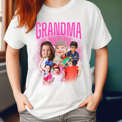 Custom Grandma Bootleg Rap With Grandkids Names on Sleeve Tees