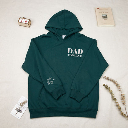 Custom Dad Hoodies with Kids Names, Father's Day Gifts