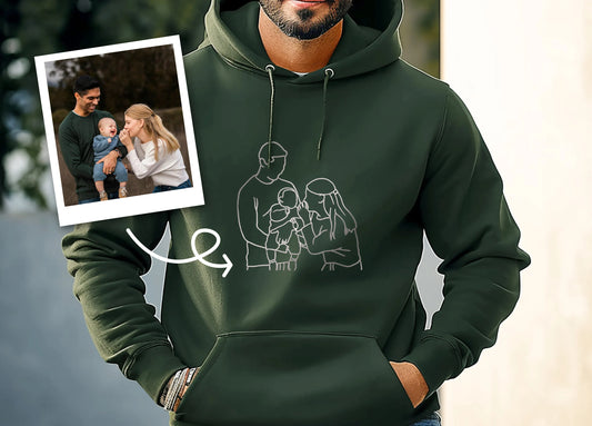 Personalized Embroidered Family Portrait from Photo Sweatshirt,Father's Day Gifts