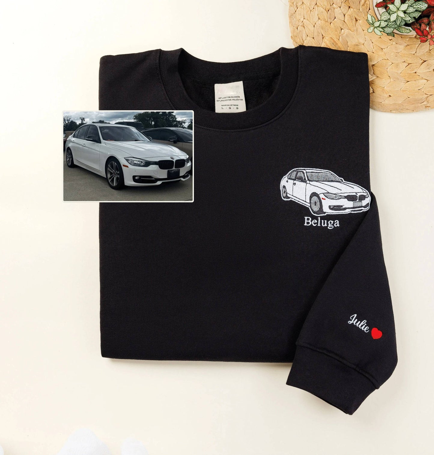 Custom Car from Photo Embroidered Sweatshirt, Best Gifts For Men