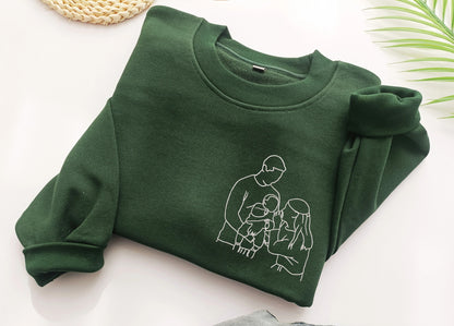 Personalized Embroidered Family Portrait from Photo Sweatshirt,Father's Day Gifts