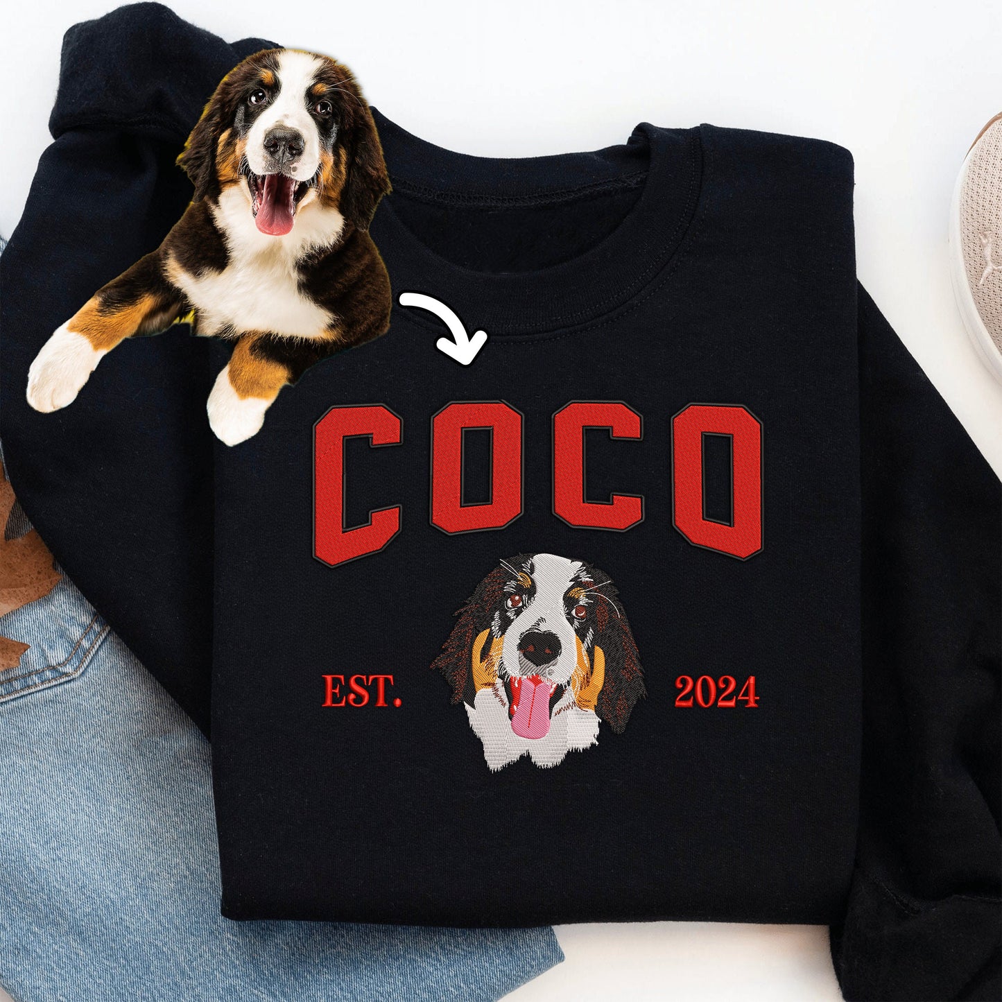 Personalized Pet Face Embroidered Sweatshirt from Your Image