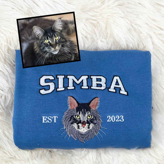 Personalized Pet Portrait Embroidered EST Sweatshirt for Pet Lover