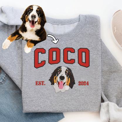 Personalized Pet Face Embroidered Sweatshirt from Your Image