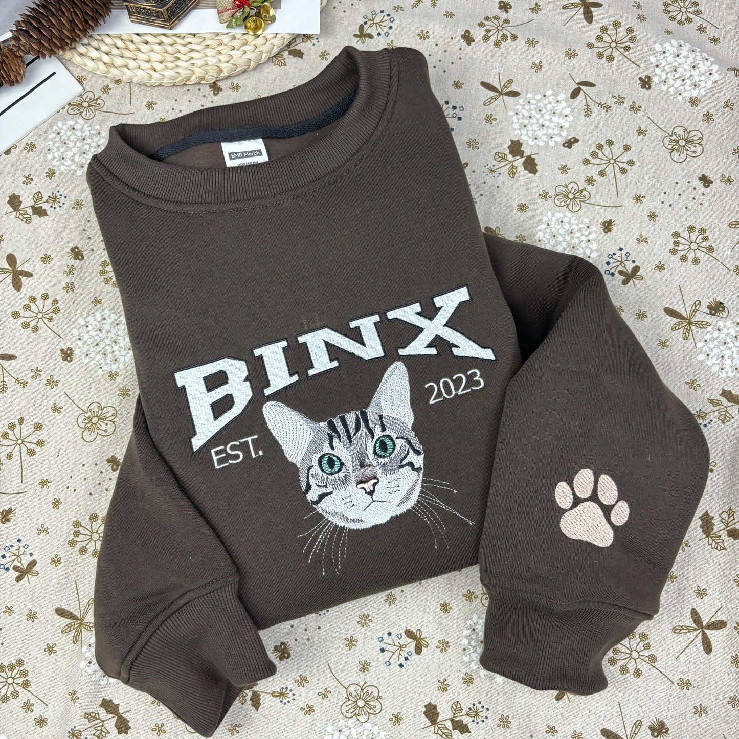 Custom Embroidery Cat Photo Sweatshirt