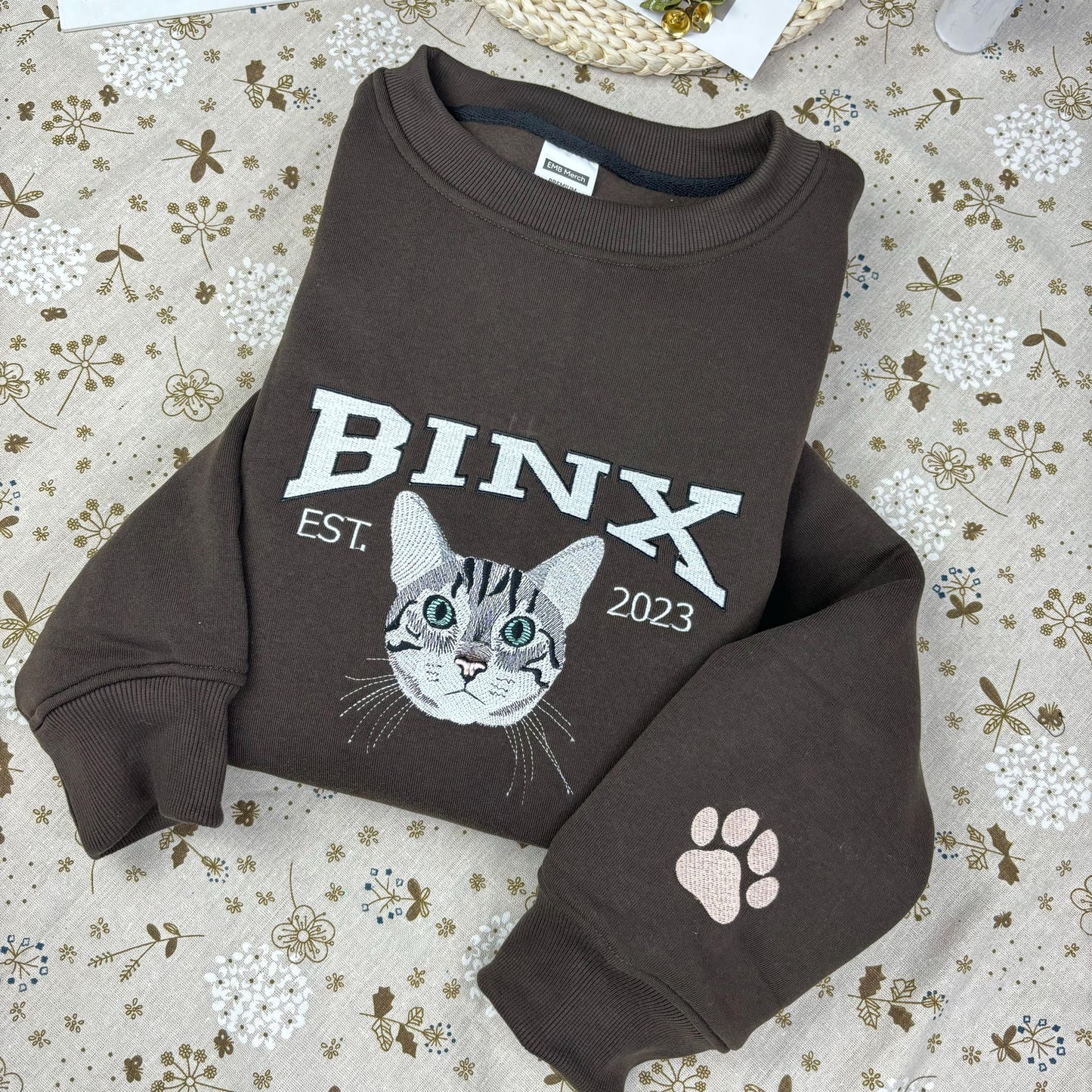 Custom Embroidery Cat Photo Sweatshirt